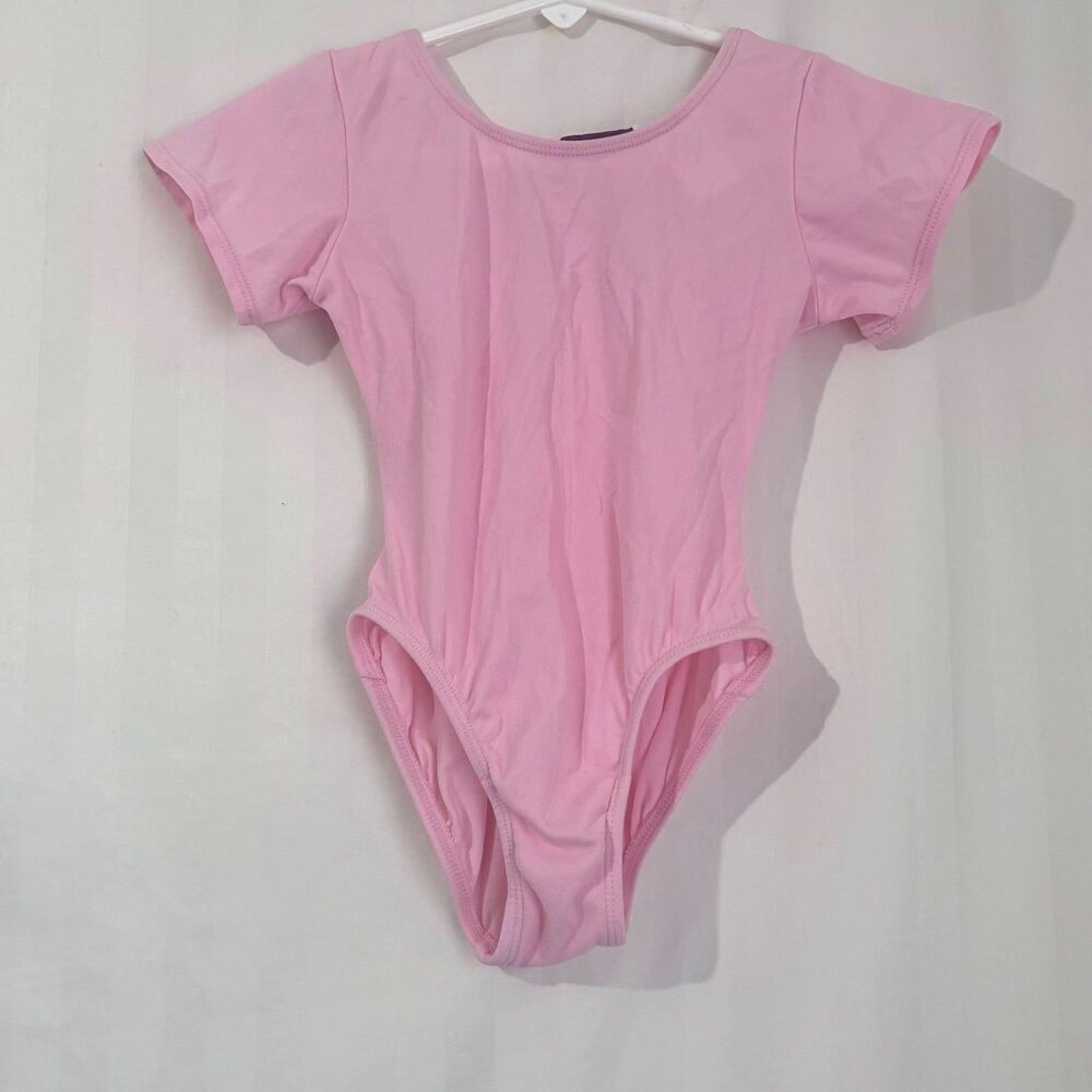 Jacques Moret Girls Size XS (4/5) Pink Short Sleeve Dance Leotard NWOT